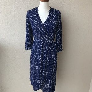Collective Concepts Navy Blue Polka Dot Wrap Dress